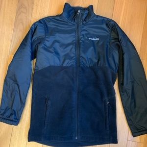 Youth Large Black Columbia Fleece/Nylon zip jacket